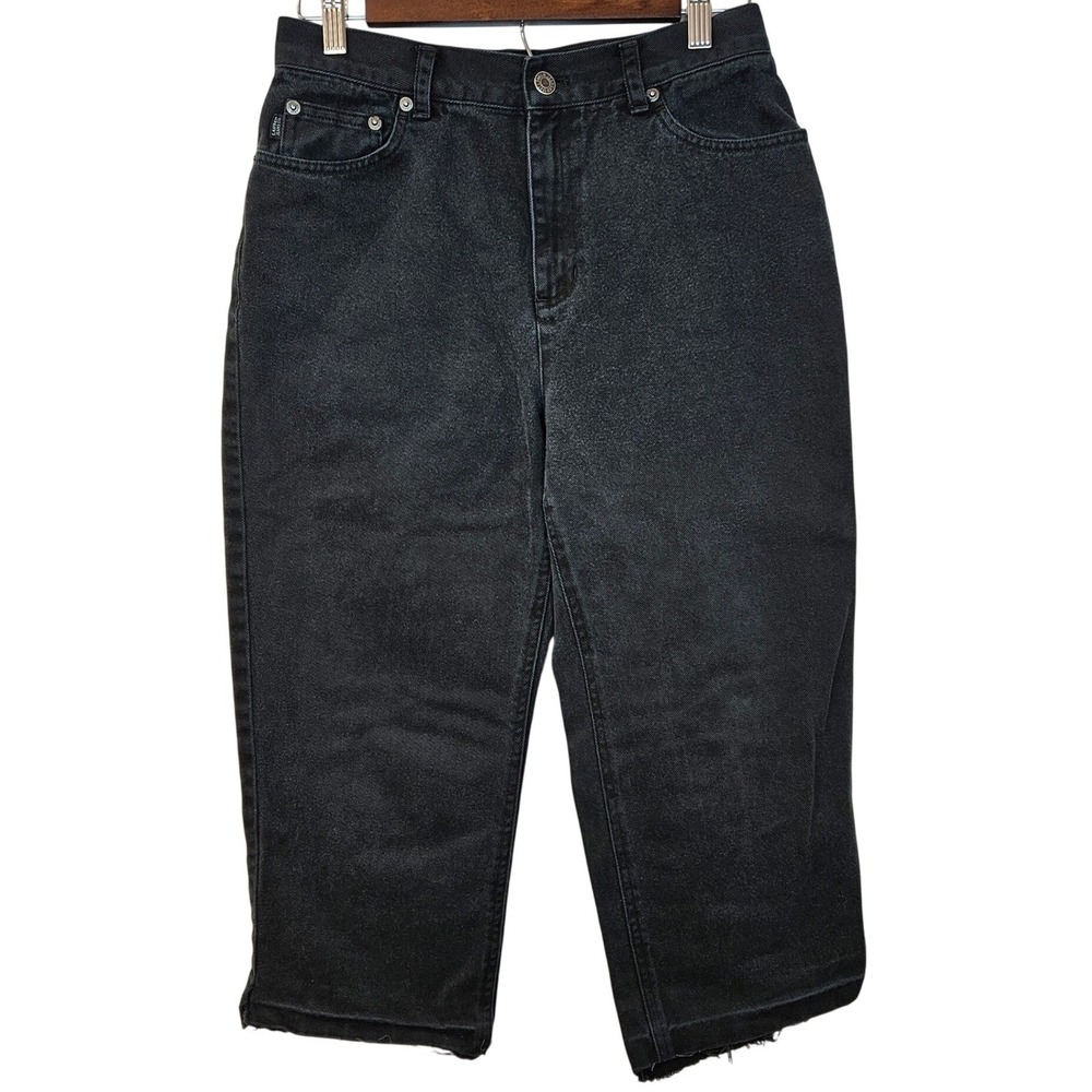 Lauren Ralph Lauren Black Capri Jeans 8P Custom Raw Hem Frayed Grunge Y2K